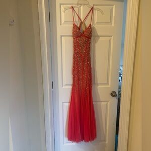 Sean Collection Pink Beaded Prom Dress